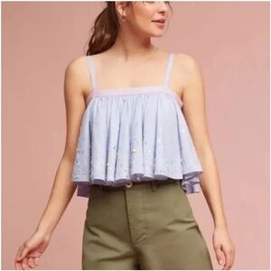 Anthropologie Pankaj & Nidhi Ayana Sequin Swing Top Shirt Tank Blue Size M